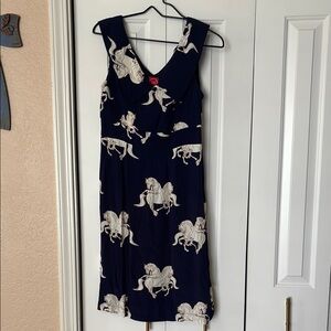Joules Blue and White Scoop Neck Sleeveless Midi Sundress